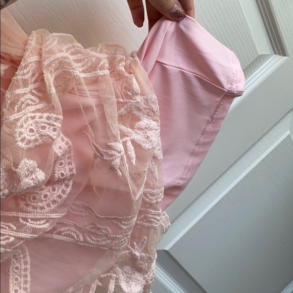 Pink lace dress with pink slip - Picture 3 of 5